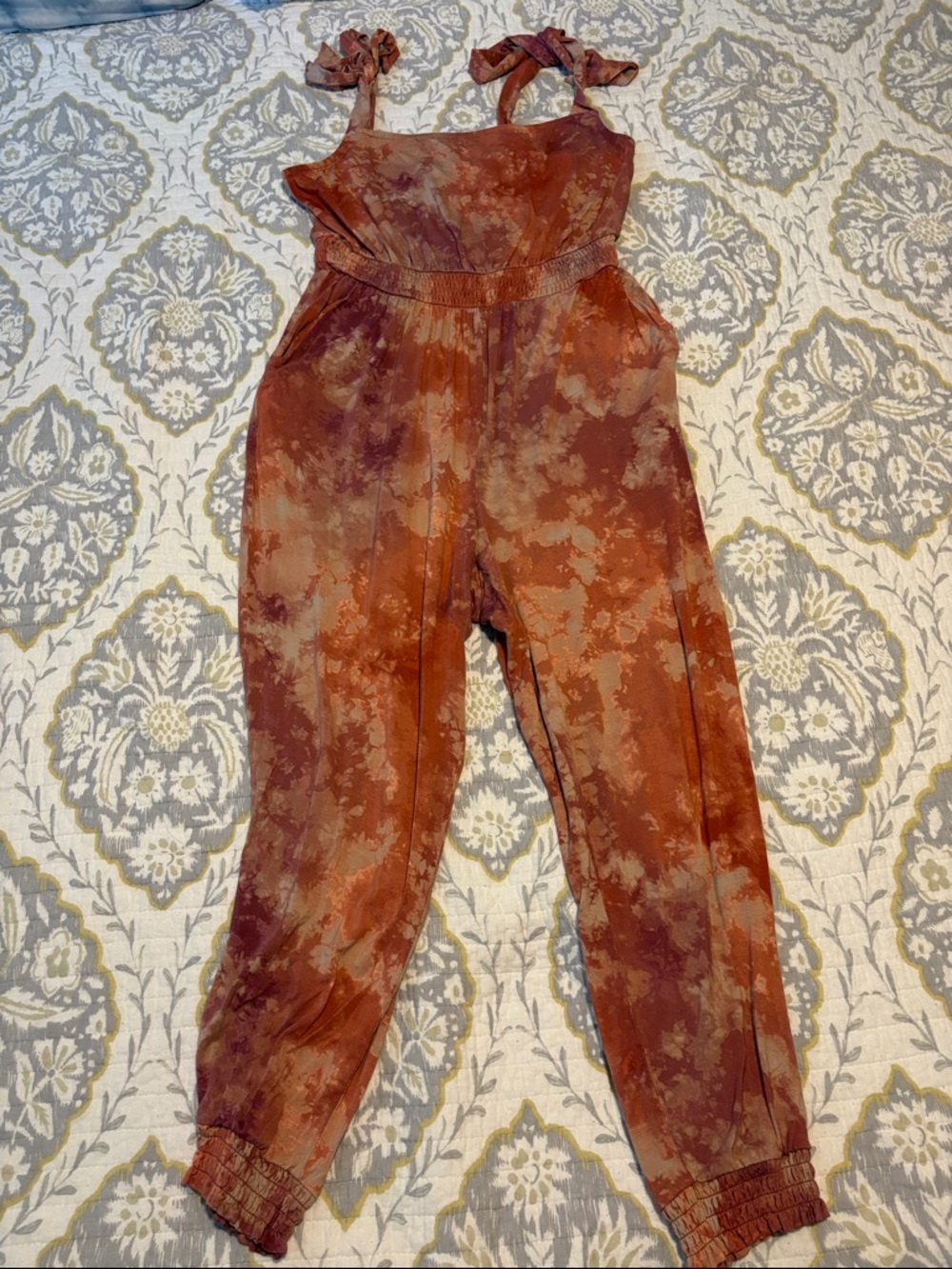torrid Rust Tie-Dye Tie-Shoulder Jumpsuit